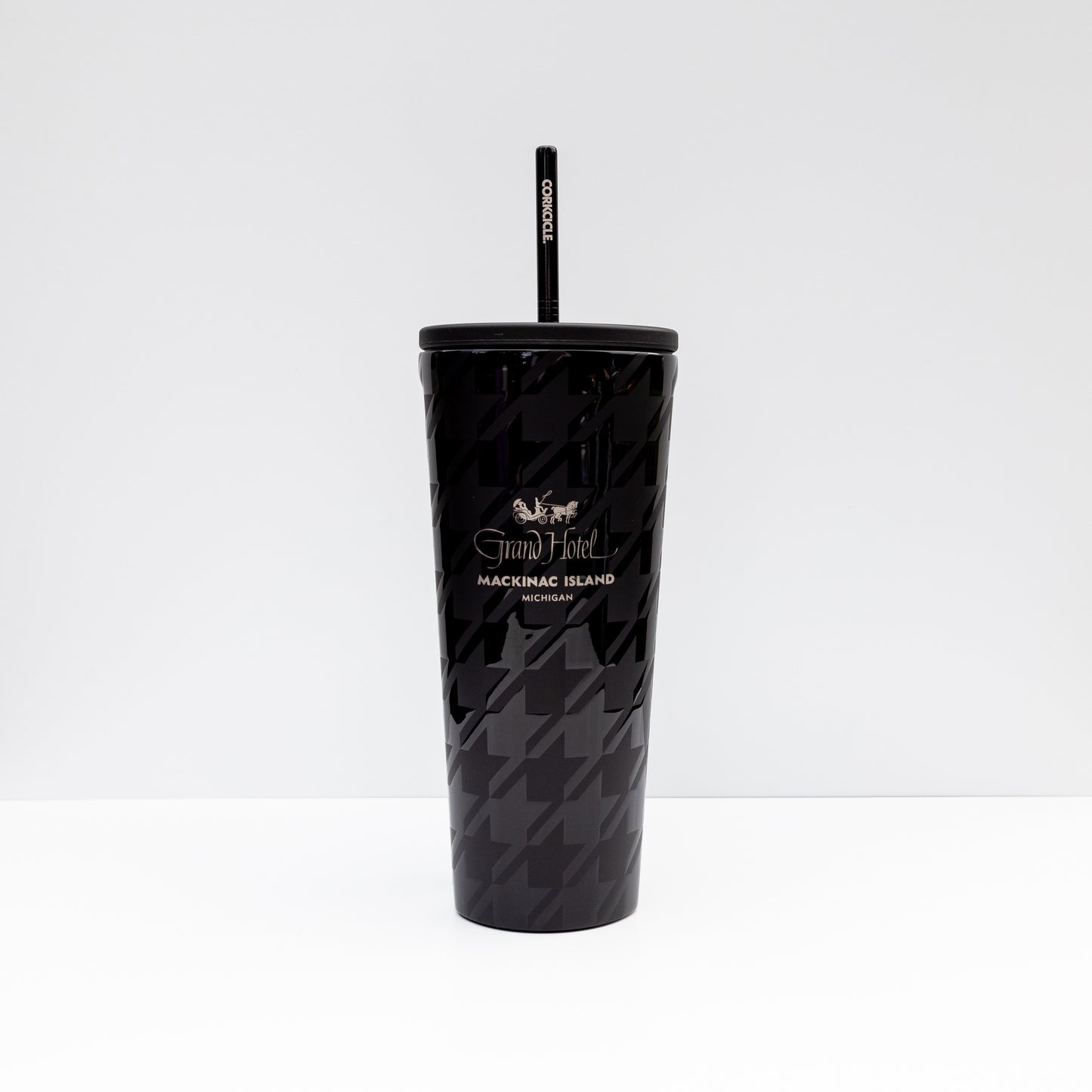 Corkcicle Grand Hotel Onyx Houndstooth Cold Cup with Straw