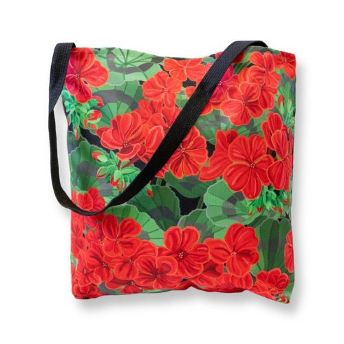 Tote - Custom Grand Hotel Geraniums on Jet Black