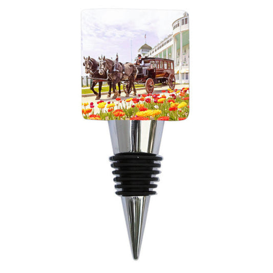 Bottle Stopper Marble - Horse and Carriage