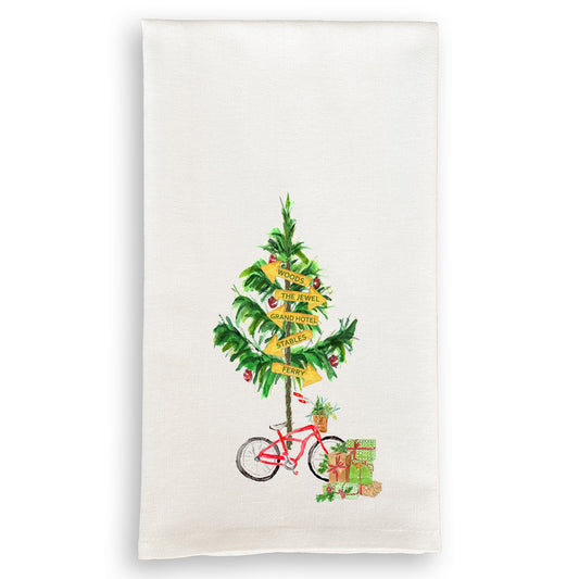 Kitchen Towel - Bike with Christmas Tree